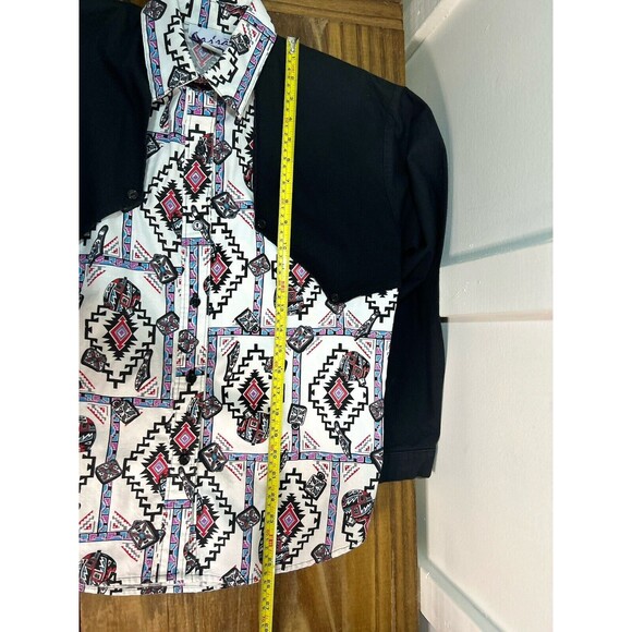 Vintage Sassa Women’s Western Button Up Shirt Rodeo Cowgirl Aztec Print Sz Small - Picture 11 of 12